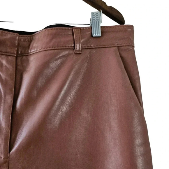 Aritzia Babaton Command Vegan Leather Mid Rise Straight Leg Pants Brown Size 16. - Picture 9 of 16